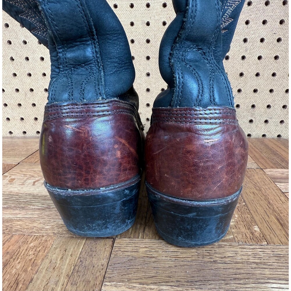 Vintage Abilene Two-Tone Leather Packer Boots | Lace-Up Western Kiltie Boots - Picture 4 of 9